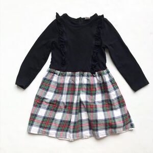 Babygap tartan plaid skirt/solid mix dress GUC 5T